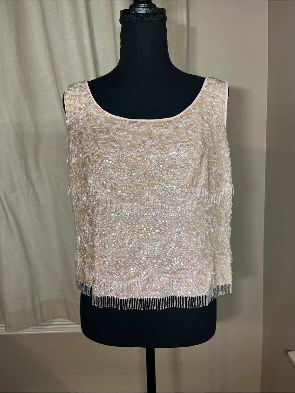 Vintage 1950’s Italian Beaded Champagne Sequin Tank Top